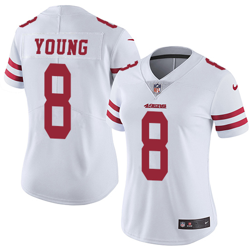 Nike 49ers #8 Steve Young White Women's Stitched NFL Vapor Untouchable Limited Jersey